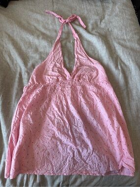 Y2K So Wear It Declare It Baby Pink Halter Top
